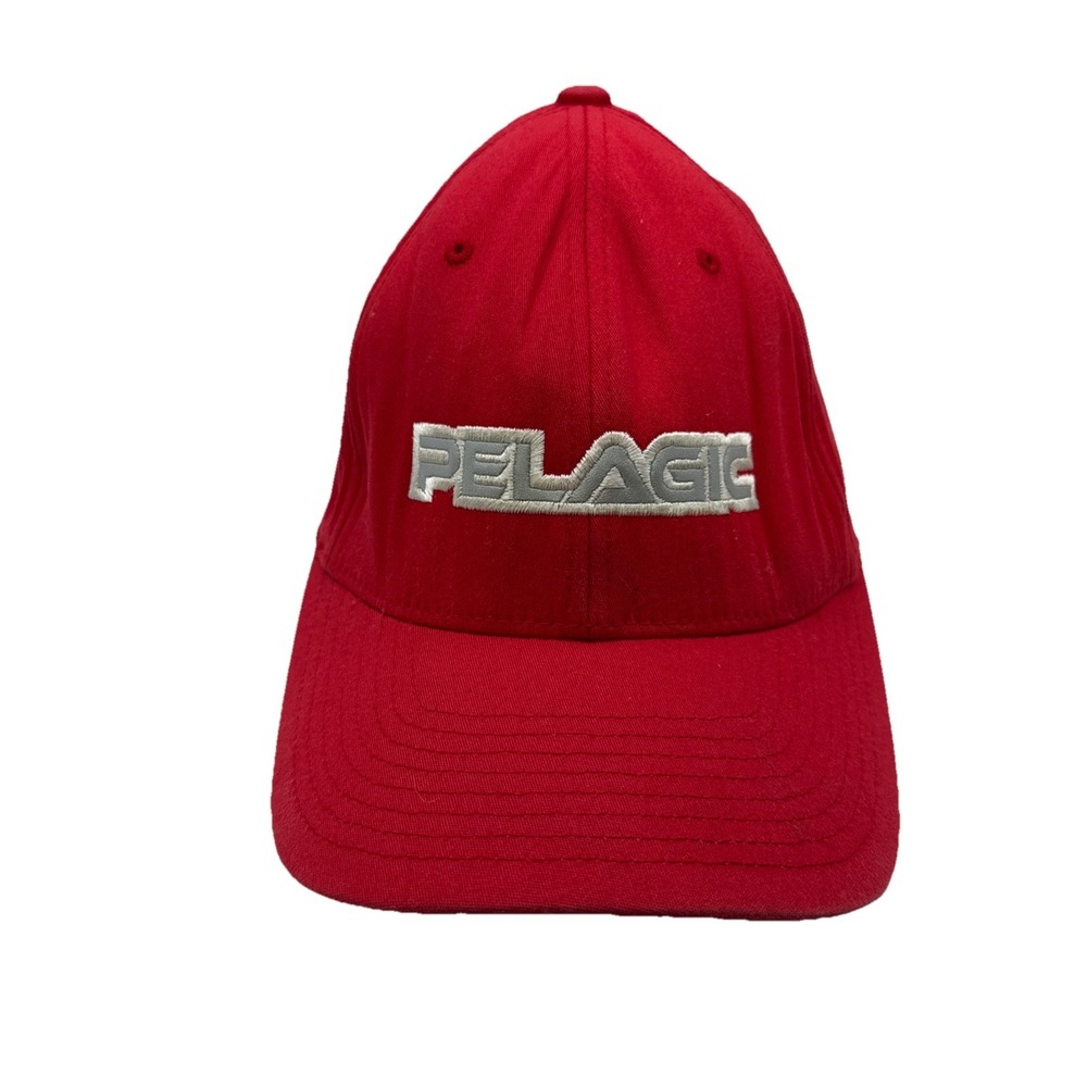 PELAGIC Hat Men Red L /XL FLEXFIT Fitted‎ Offshore Fishing - Has Stains!!!